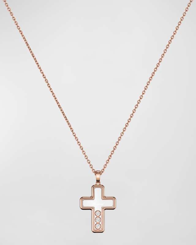 Happy Diamonds 18K Rose Gold Cross Pendant Necklace